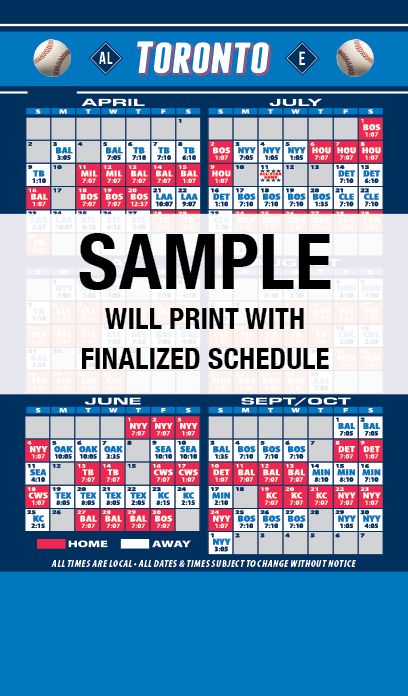 Baseball Schedules Full Back Toronto Full Baseball